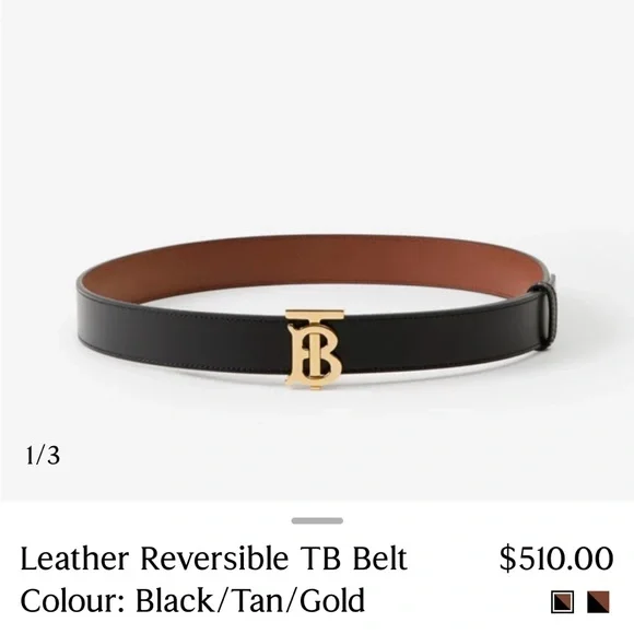 Burberry | Accessories | Burberry Tb Leather Reversible Belt  display picture 3